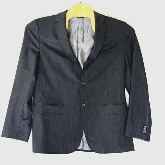 Banana Republic Wool Blend Blazer Jacket Mens 42R Black Pinstripe Tailored Fit - Picture 1 of 13